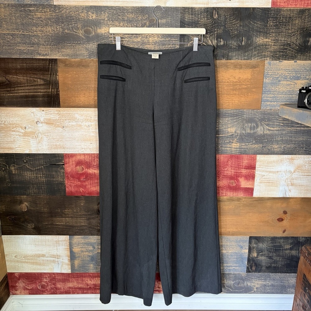 Sarah Pacini Womens Wide Leg Pants Large Size 3 35in Grey Baggy Made in Italy